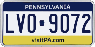 PA license plate LVO9072