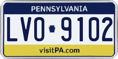 PA license plate LVO9102
