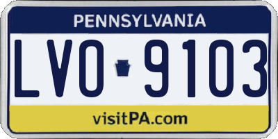PA license plate LVO9103