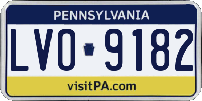 PA license plate LVO9182