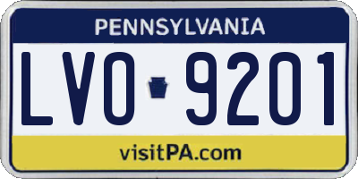 PA license plate LVO9201