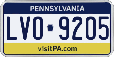 PA license plate LVO9205