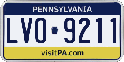 PA license plate LVO9211