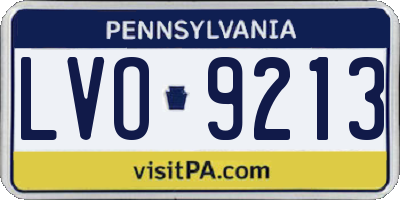 PA license plate LVO9213