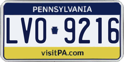 PA license plate LVO9216