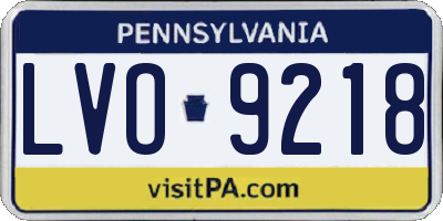 PA license plate LVO9218