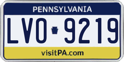 PA license plate LVO9219