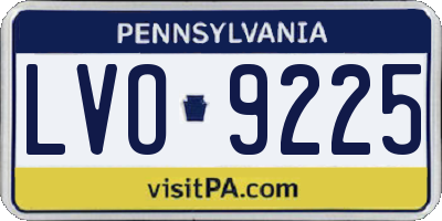 PA license plate LVO9225