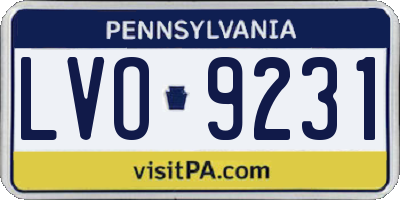 PA license plate LVO9231