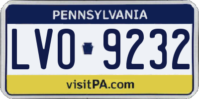 PA license plate LVO9232