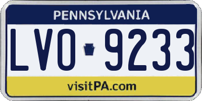 PA license plate LVO9233