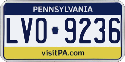 PA license plate LVO9236
