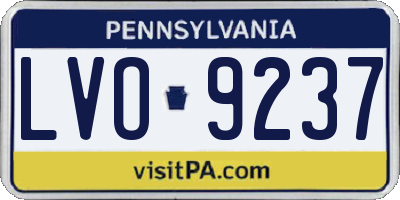 PA license plate LVO9237