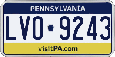 PA license plate LVO9243
