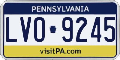 PA license plate LVO9245