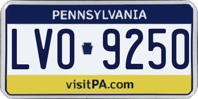 PA license plate LVO9250