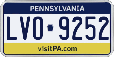 PA license plate LVO9252