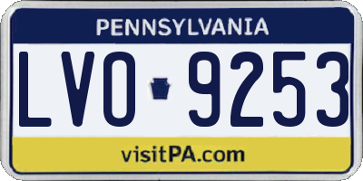 PA license plate LVO9253