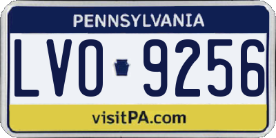 PA license plate LVO9256