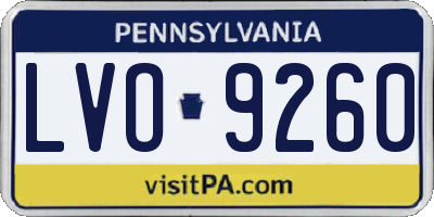 PA license plate LVO9260