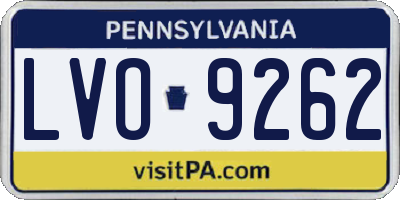 PA license plate LVO9262