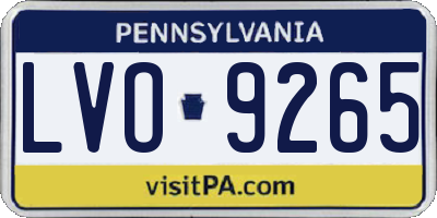 PA license plate LVO9265