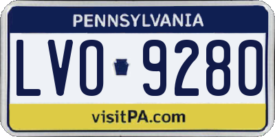 PA license plate LVO9280