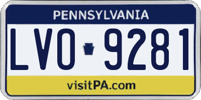 PA license plate LVO9281