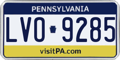 PA license plate LVO9285