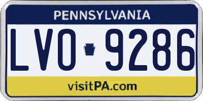 PA license plate LVO9286
