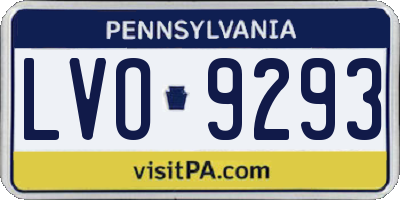 PA license plate LVO9293