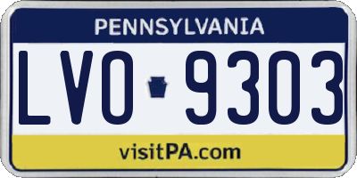 PA license plate LVO9303