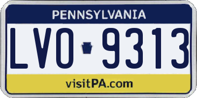 PA license plate LVO9313
