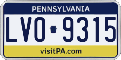 PA license plate LVO9315