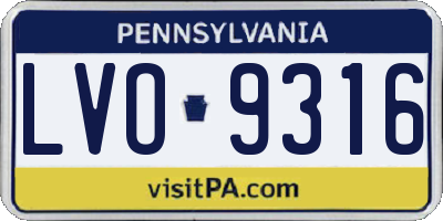 PA license plate LVO9316