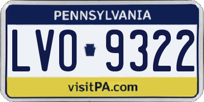 PA license plate LVO9322