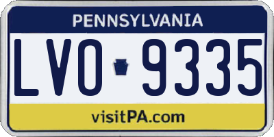 PA license plate LVO9335