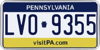 PA license plate LVO9355