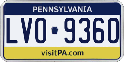 PA license plate LVO9360
