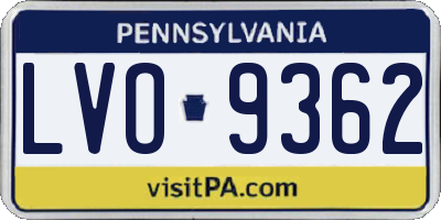 PA license plate LVO9362