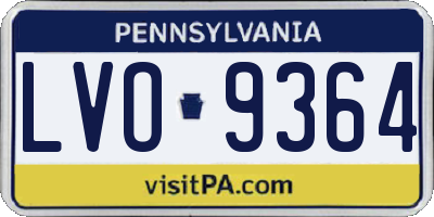 PA license plate LVO9364