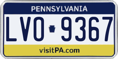 PA license plate LVO9367