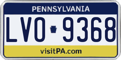 PA license plate LVO9368