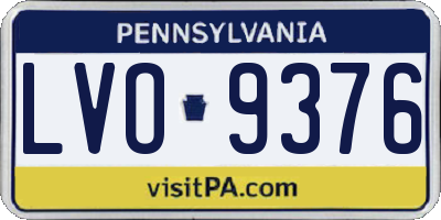 PA license plate LVO9376