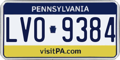 PA license plate LVO9384