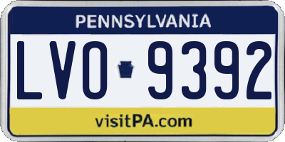 PA license plate LVO9392