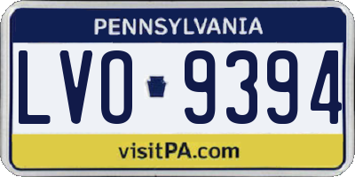 PA license plate LVO9394