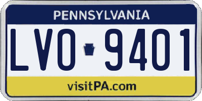 PA license plate LVO9401