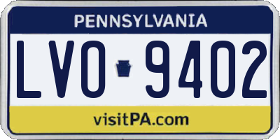PA license plate LVO9402