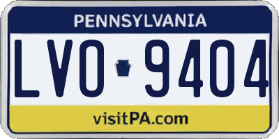 PA license plate LVO9404